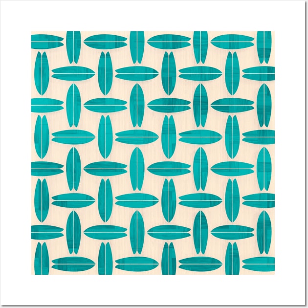 Teal Surfboard Pattern Wall Art by AKdesign